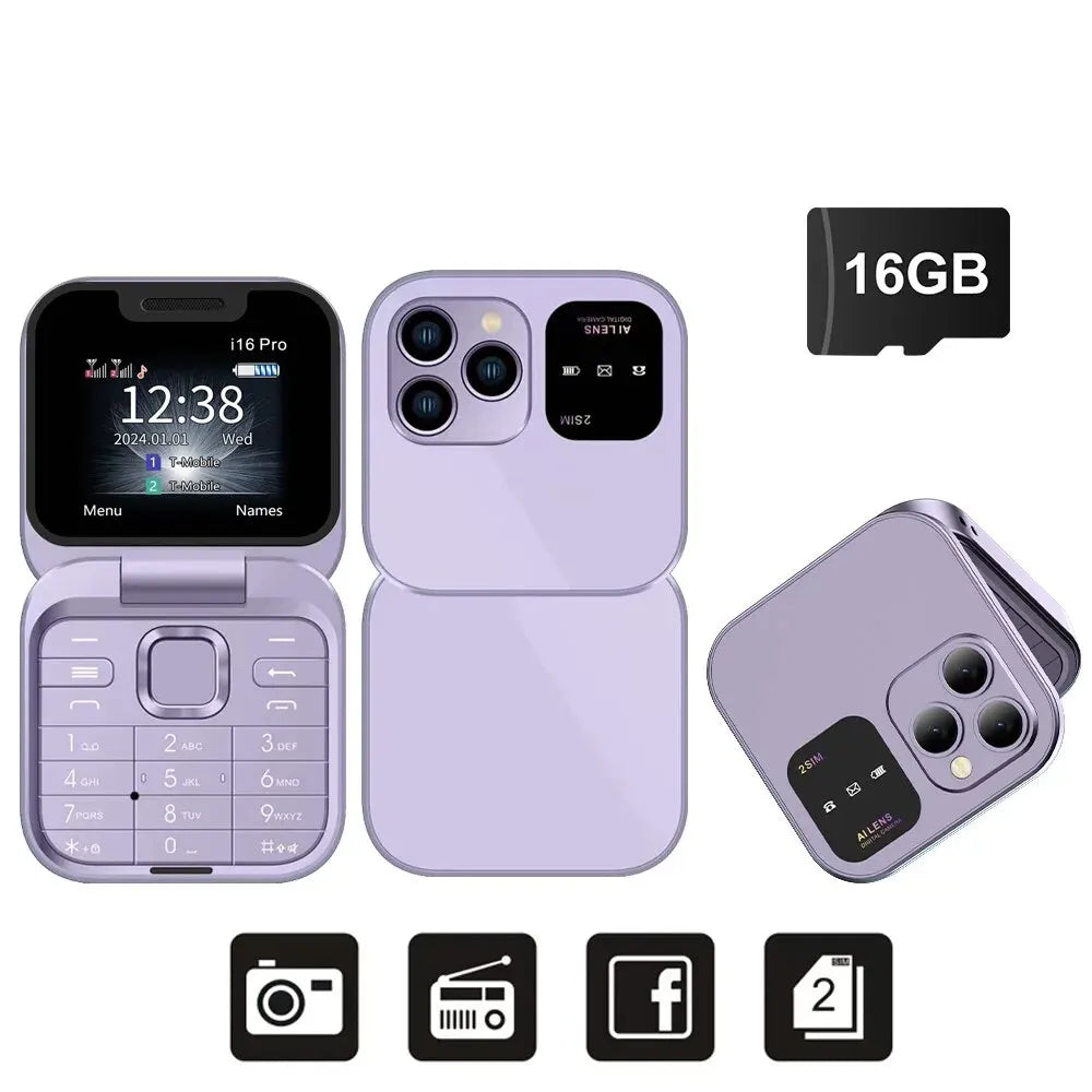 SERVO I16 Pro Mini Flip Phone with Dual SIM & FM Radio ATHLEXES
