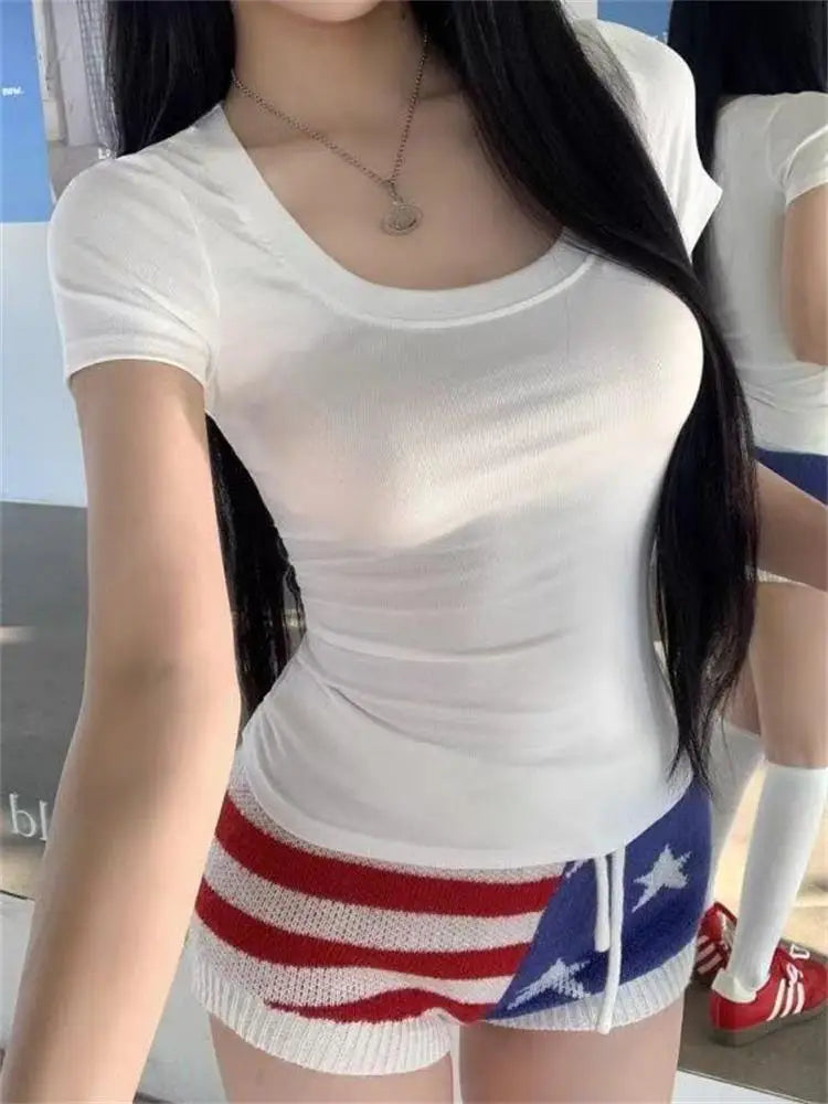 Chic U Collar Spring Short Sleeve Casual Tee ATHLEXES