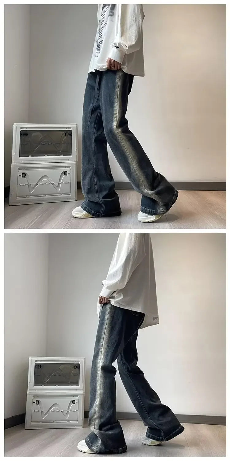 Trendy Gradient Loose-Fit Bell-Bottom Jeans ATHLEXES