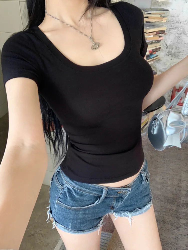 Chic U Collar Spring Short Sleeve Casual Tee ATHLEXES