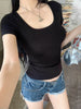 Chic U Collar Spring Short Sleeve Casual Tee ATHLEXES