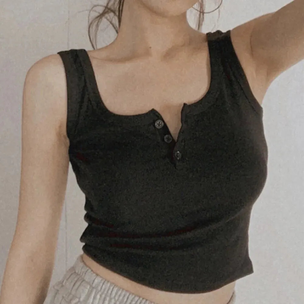 Chic Ribbed Button-Down Tank Top for Women ATHLEXES