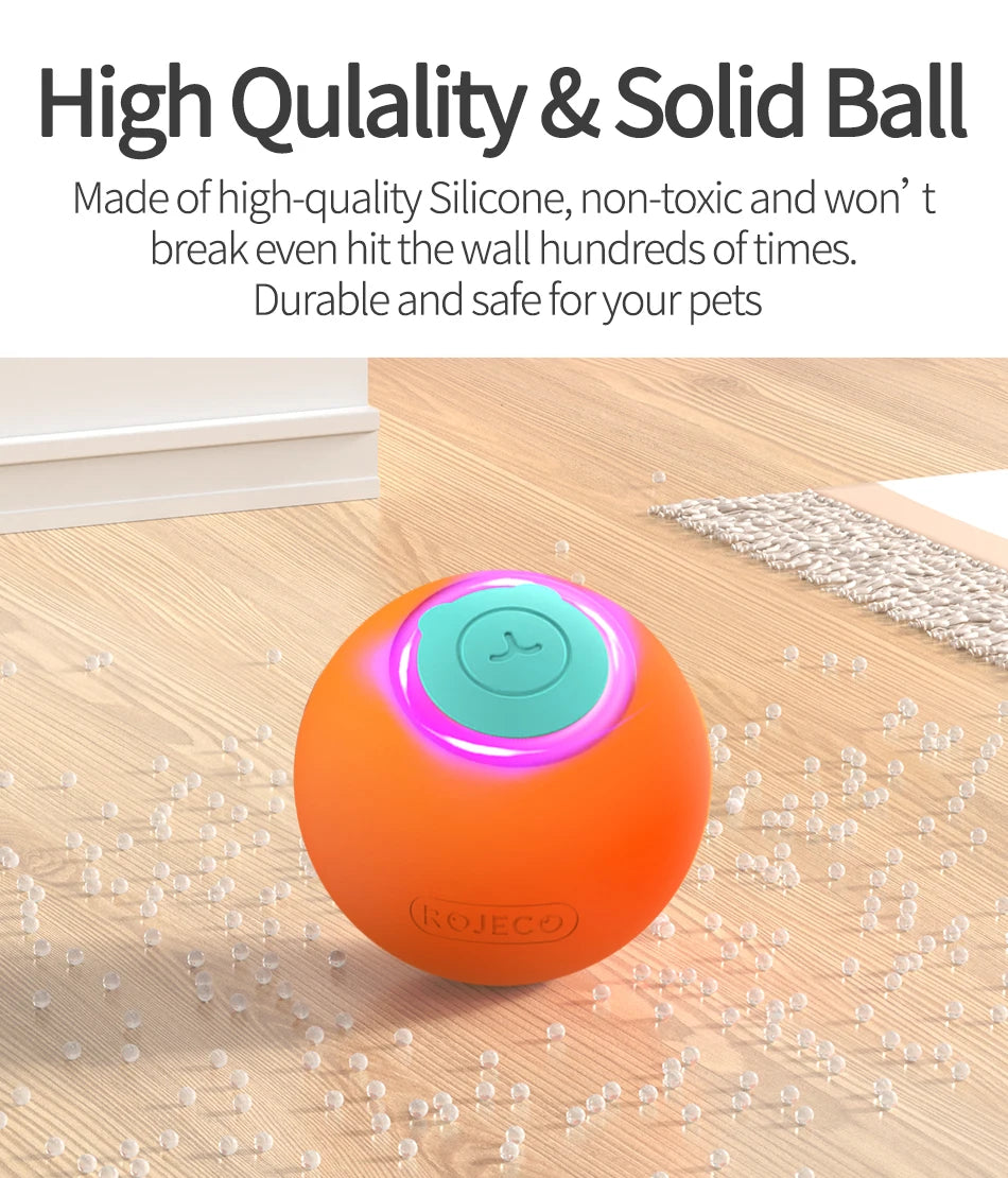 ROJECO Cat Toys Smart Interactive Cat Bouncing Ball Automatic Rolling Ball Training Self-moving Electric Toy Dog Pet Accessories ATHLEXES