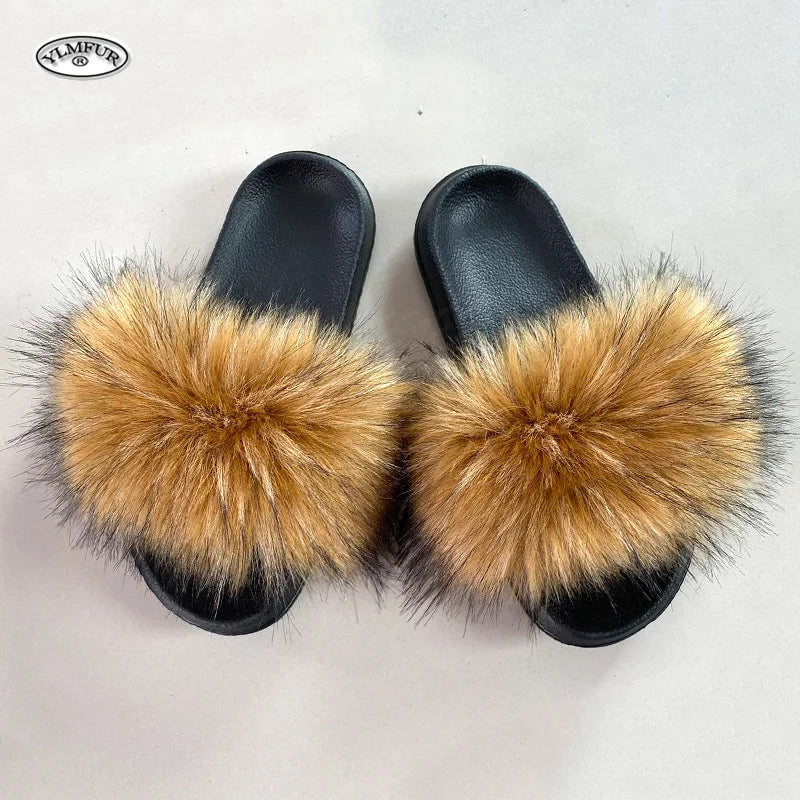 Luxury Faux Fur Slides for Women - Summer Comfort ATHLEXES