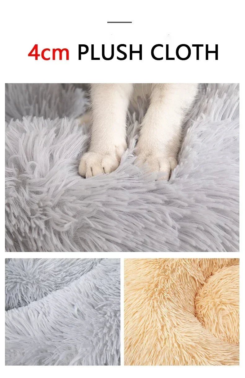 Cats Bed House Donut Round Sofa Supplies Winter Pet Accessories Warm Products Cushions Basket Kitten Mat For Cat Dog Beds ATHLEXES