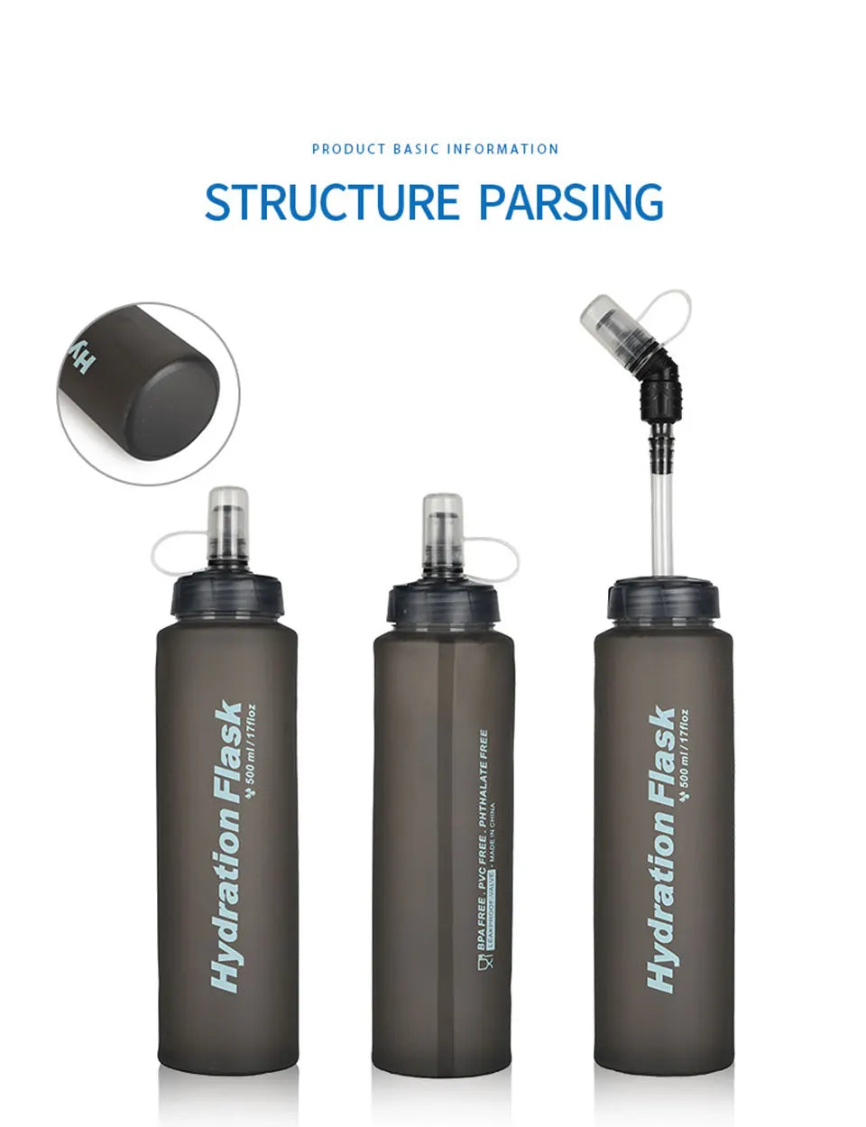 HydraFlex 500ML Folding Sports Water Bottle ATHLEXES