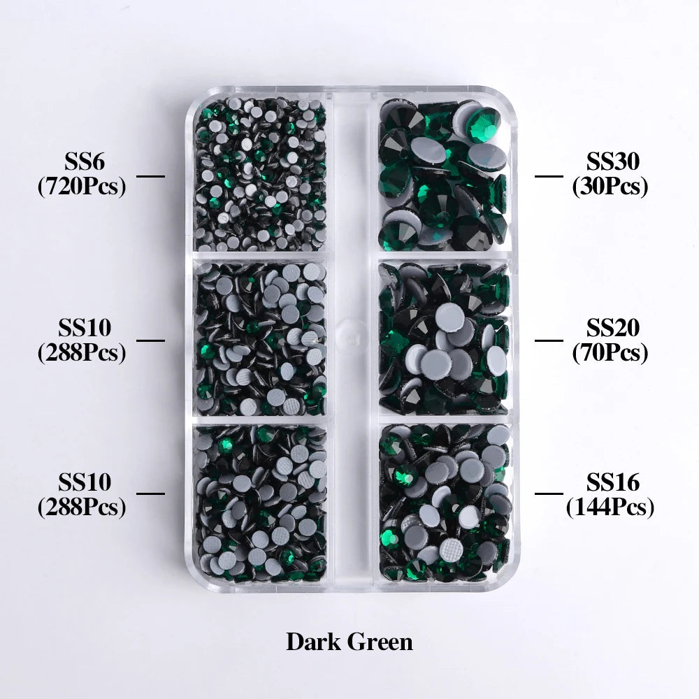 GlamCrystal 1540Pcs Hotfix Glass Rhinestones Set SS6-SS30 ATHLEXES