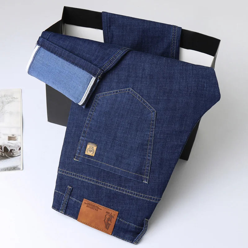 Light Blue Casual Denim Straight Fit Trousers ATHLEXES