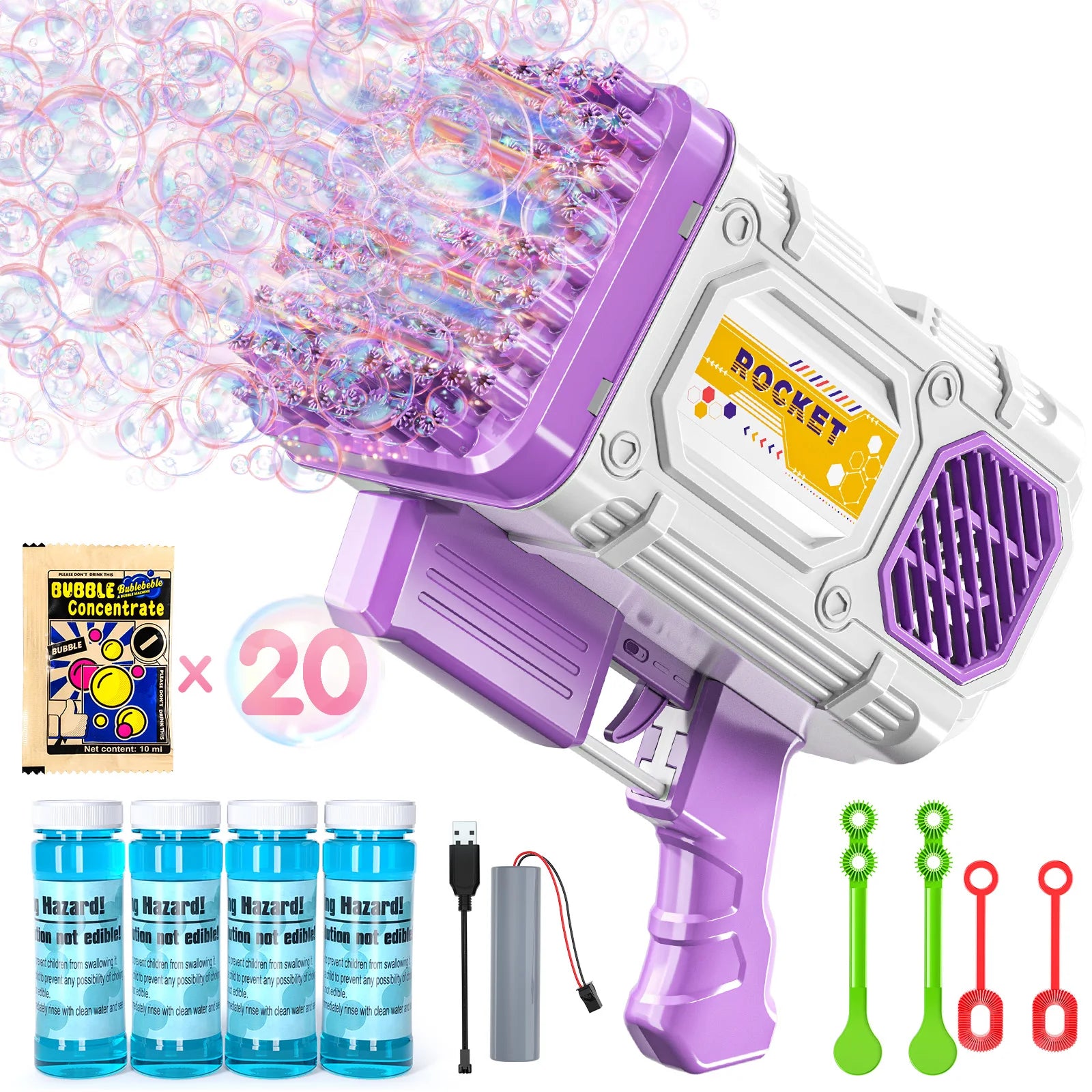RocketBlast Automatic Bubble Gun for Kids ATHLEXES