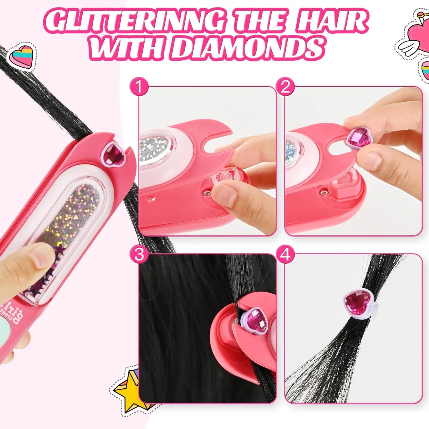 GlamourGem Hair Stamper Kit with Shining Jewels for Girls ATHLEXES