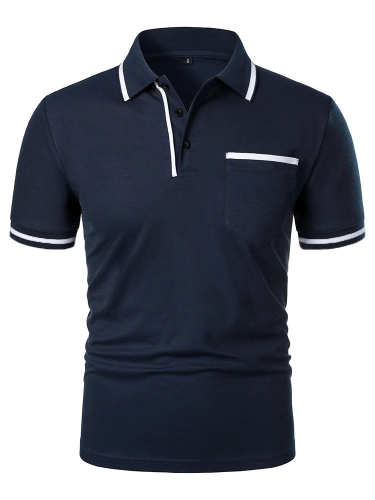 Luxe Lapel Solid Color Men's Short Sleeve Polo ATHLEXES