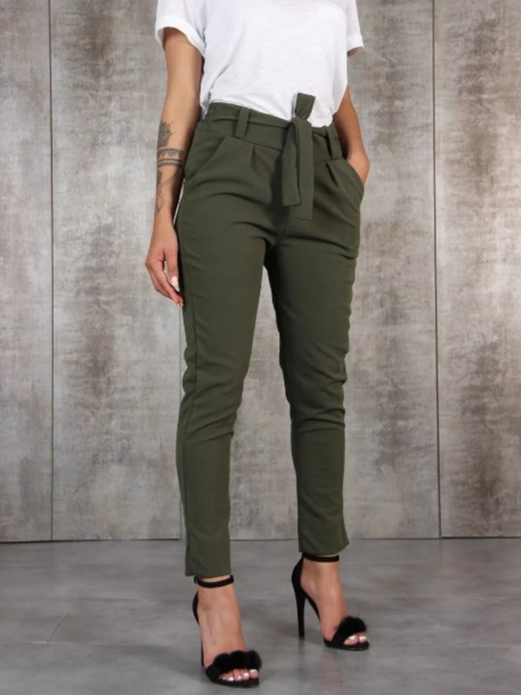 Chic Chiffon High Waist Slim Fit Pants for Women ATHLEXES