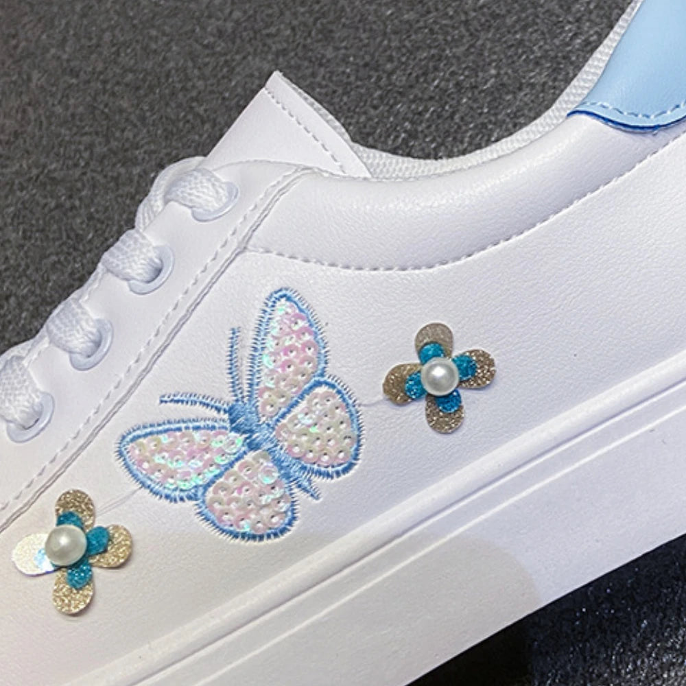 Embroidered Bow Platform Walking Flats for Women ATHLEXES