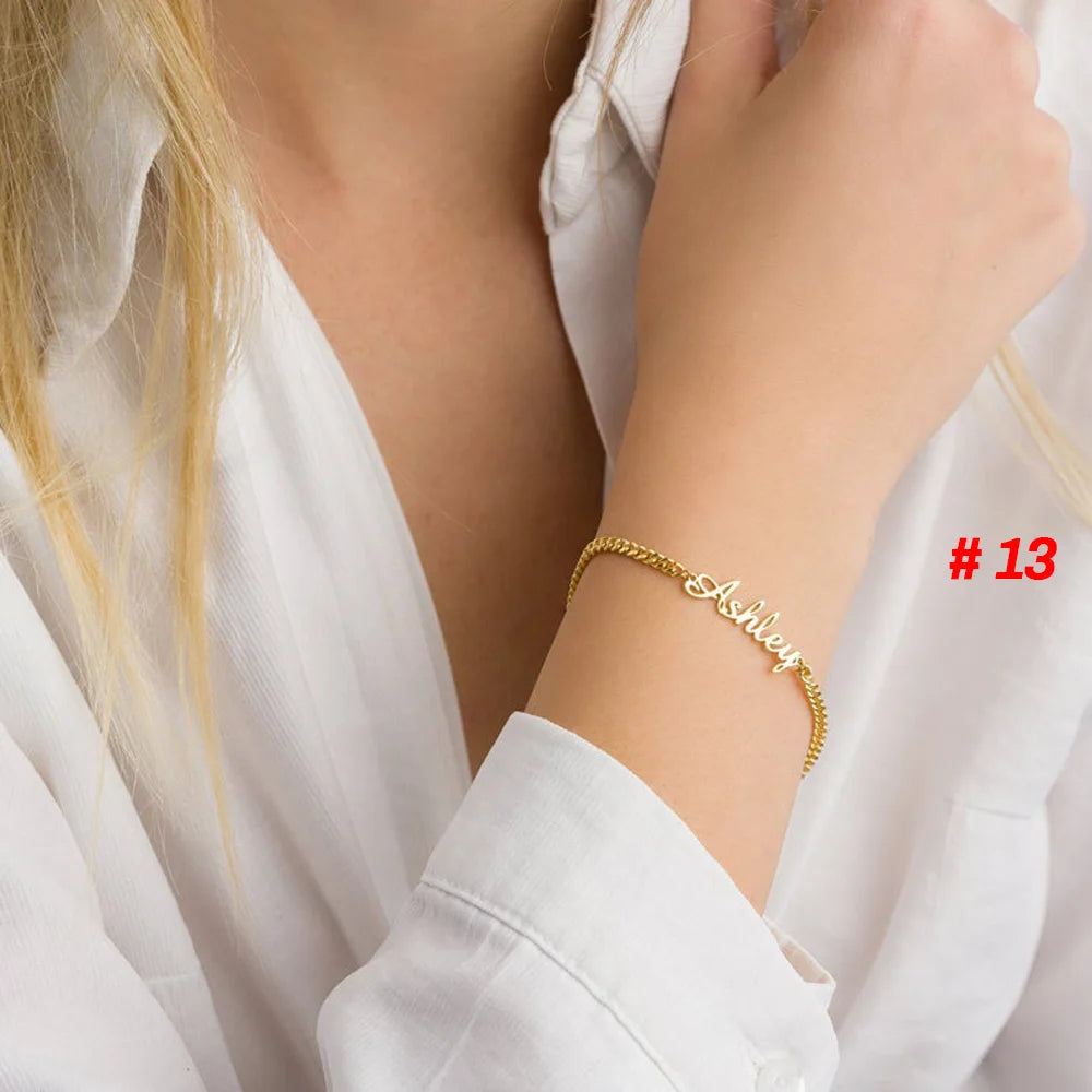 Personalized Custom Name Bracelets - Stainless Steel Couple Jewelry ATHLEXES
