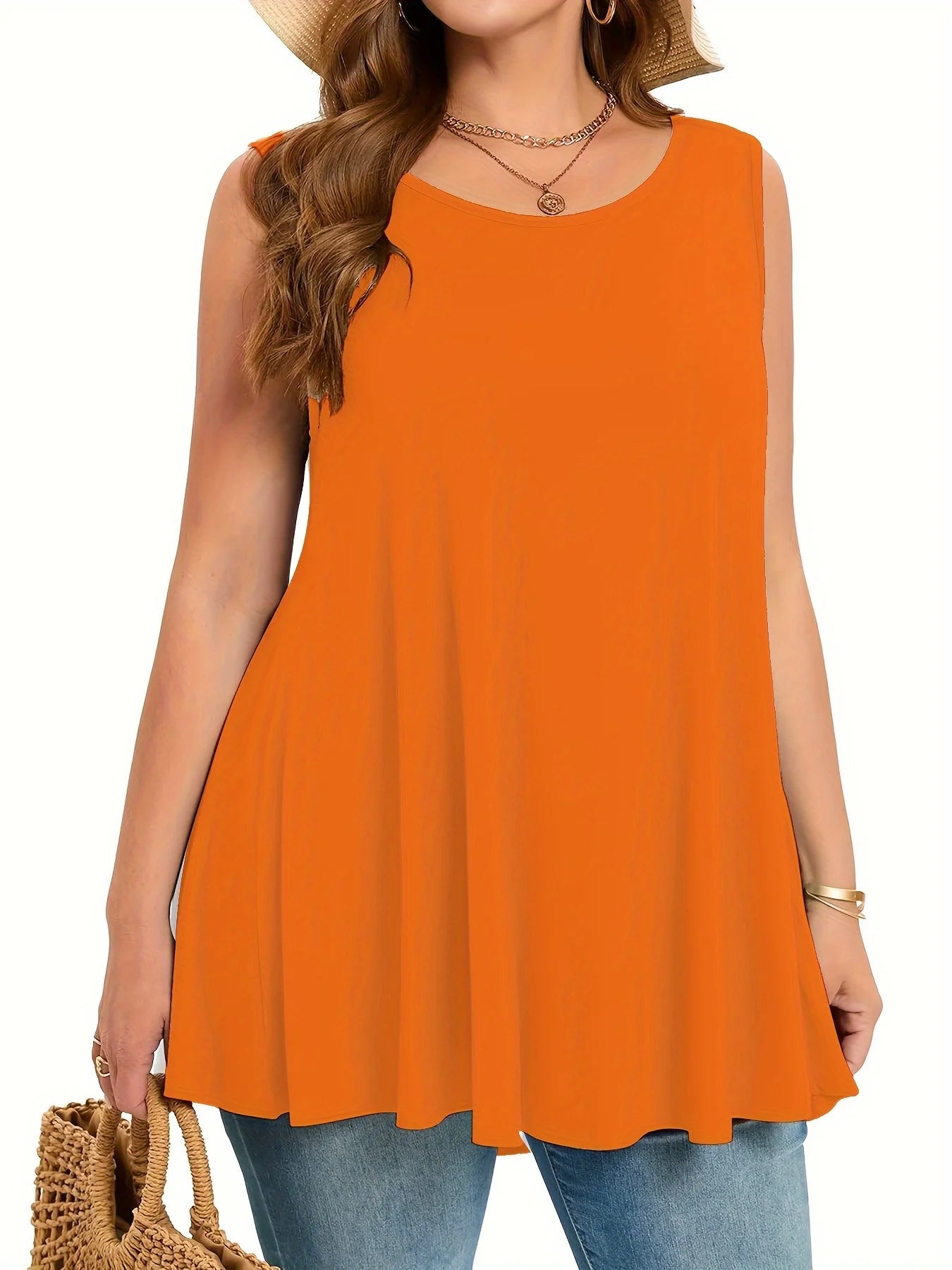 Plus Size Casual Crew Neck Sleeveless Tank Top ATHLEXES