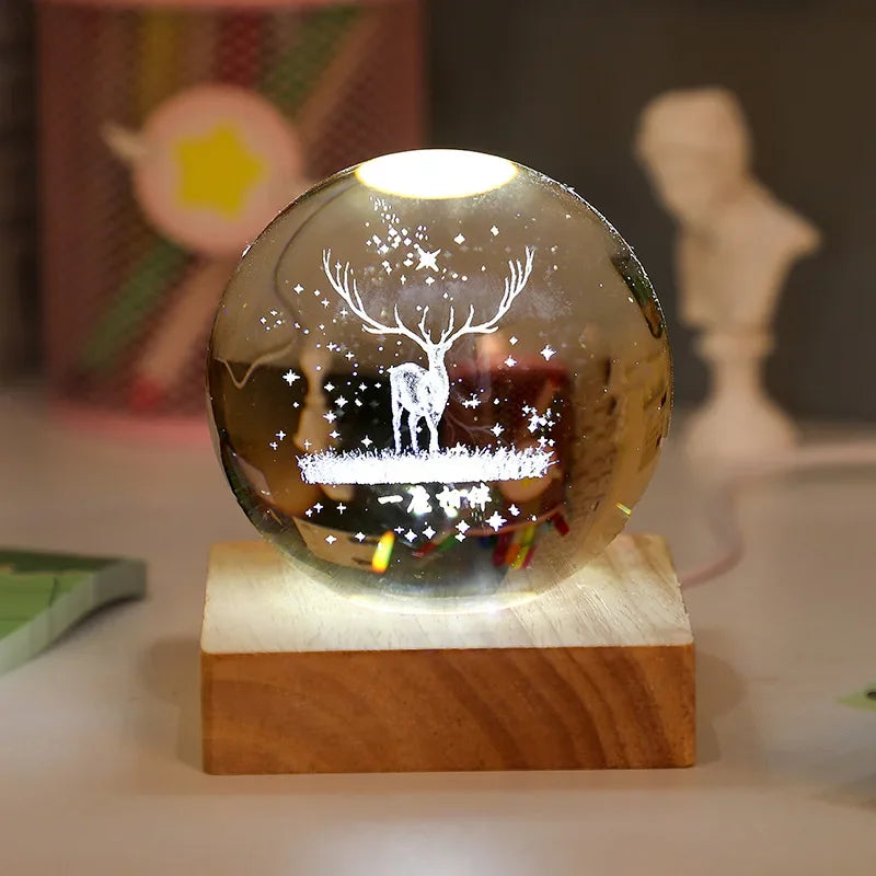 Galactic Saturn Crystal Ball with Wooden Base ATHLEXES