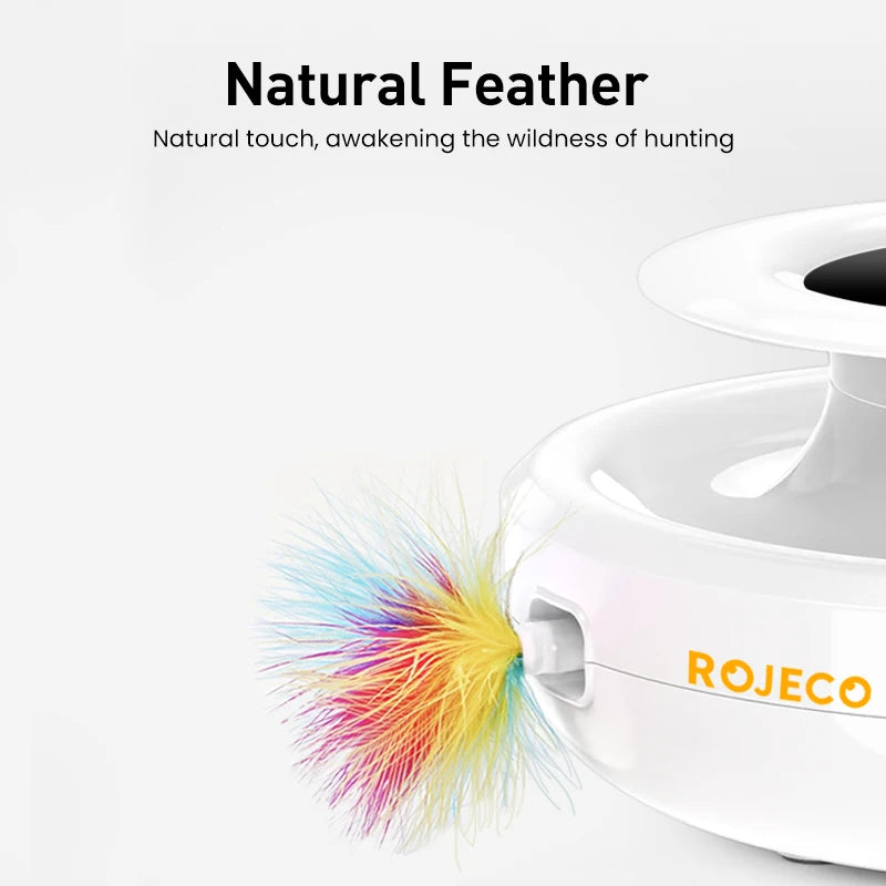 ROJECO 2 in 1 Smart Cat Toys Automatic Feather Fun Ball Toy Set For Cat Dog 5 Modes Electronic Interactive Pet Toy Accessories ATHLEXES