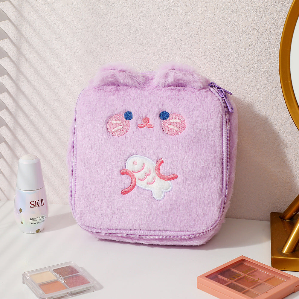 Charming Rabbit Ear Plush Makeup Bag for Girls ATHLEXES