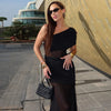 Chic Off-Shoulder Mesh Maxi Dress for Women ATHLEXES