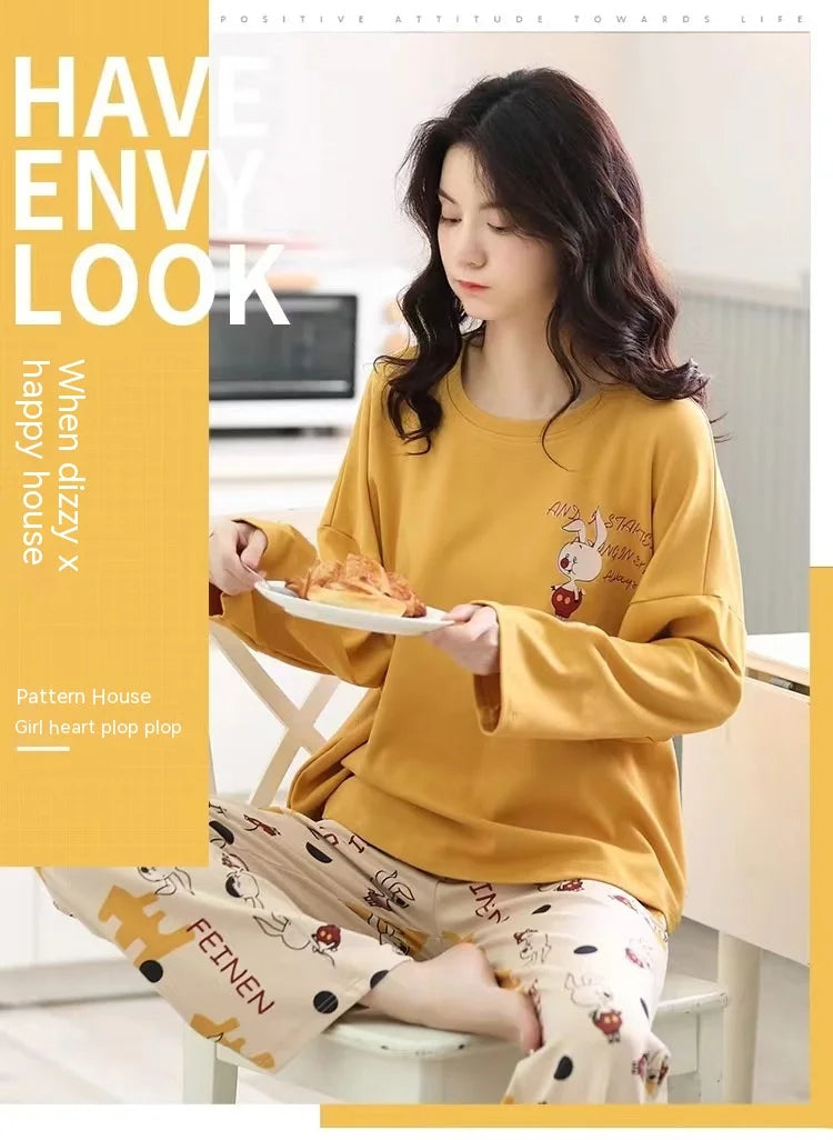 Cozy Cartoon Maternity Pajama Set for Moms ATHLEXES