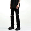 Gothic Vibe Ripped Denim Bell Bottom Trousers ATHLEXES