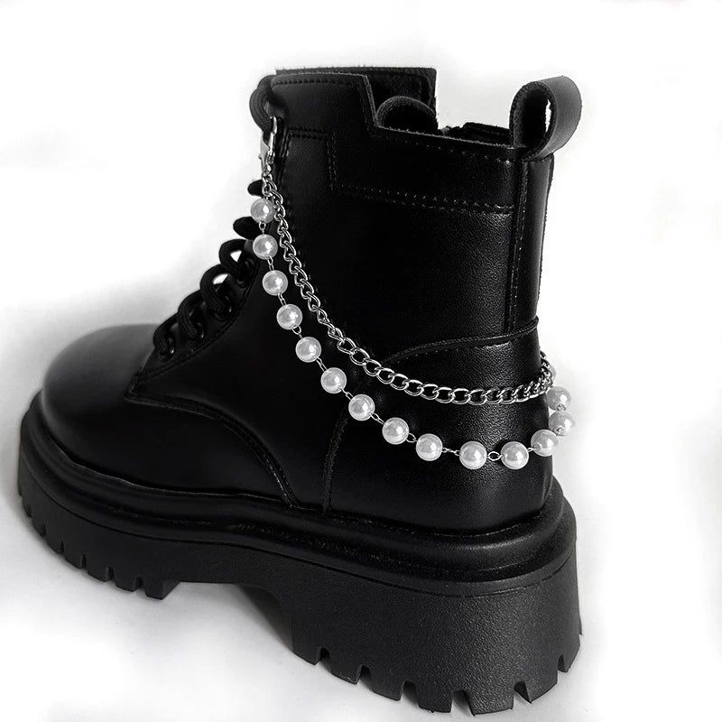 Elegant Pearl Chain Accessories for Martin Boots and Shoes ATHLEXES