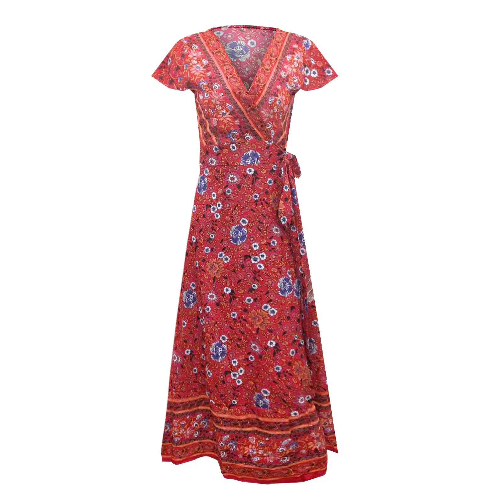 Chic V Neck Summer Slit Maxi Dress for Women ATHLEXES