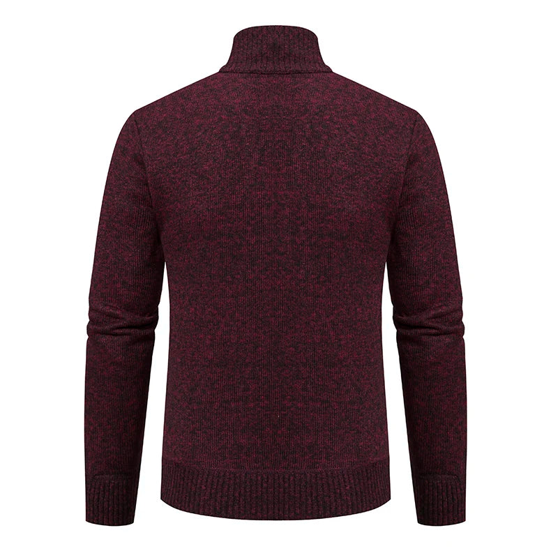 Velvet Warmth High Collar Cardigan for Men - Winter Knitwear ATHLEXES