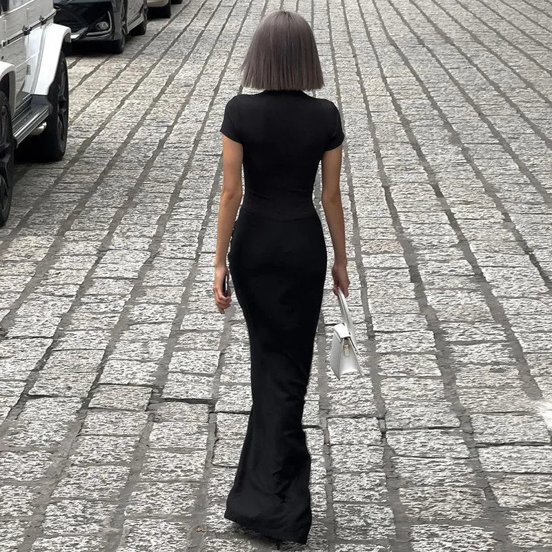 Elegant V-Neck Side Slit Maxi Dress for Women ATHLEXES