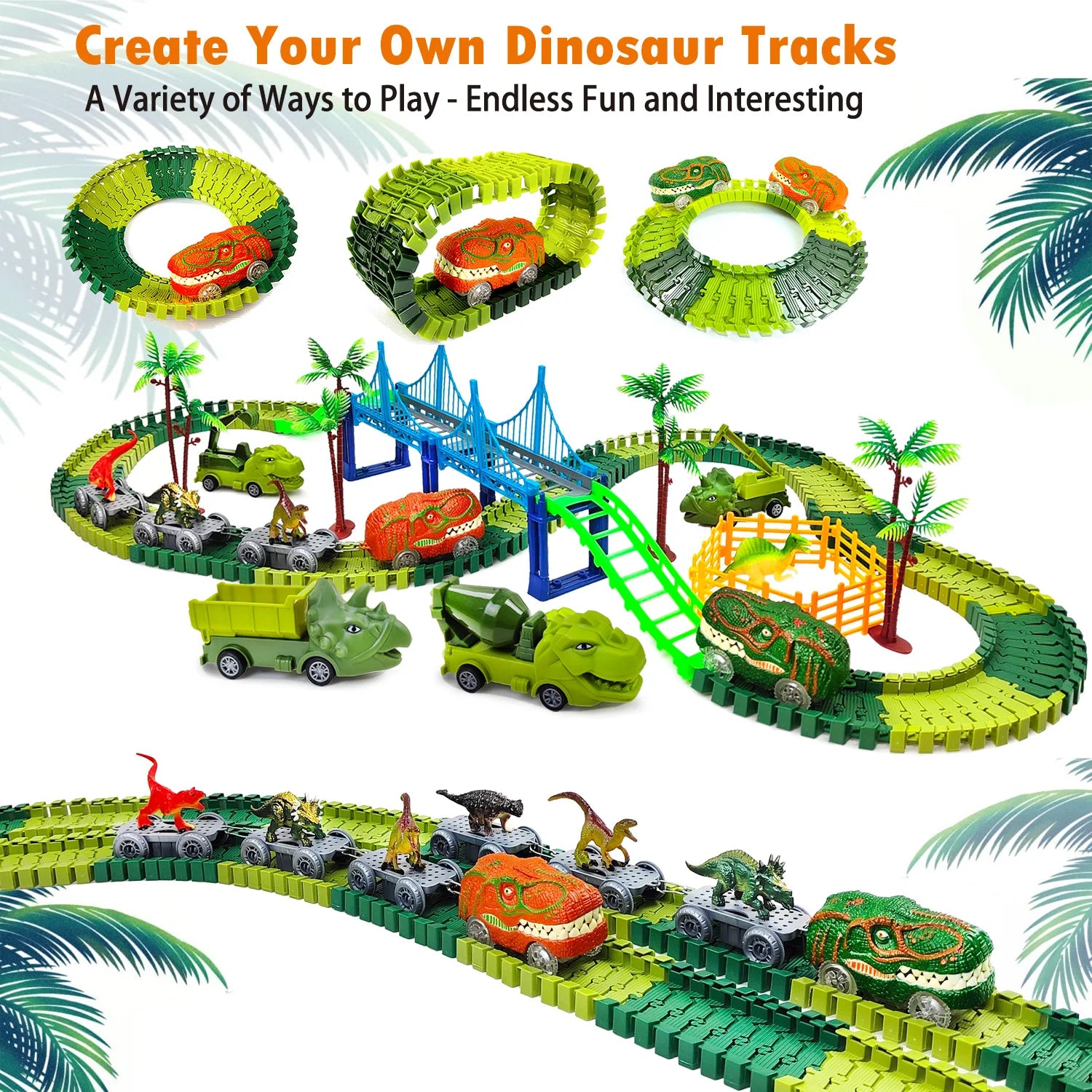 DinoTrack Electric Climbing Race Car Set for Kids ATHLEXES