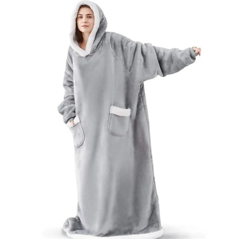 CozySleeve Oversized Flannel Hoodie Blanket for All Seasons ATHLEXES