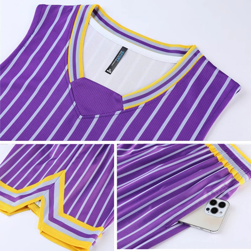 Custom Stripe Basketball Jersey Set for All Ages ATHLEXES
