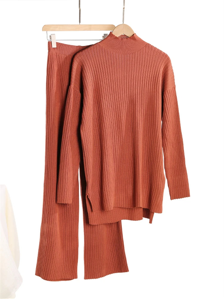 Autumn Winter Luxe Knitted Tracksuit Set for Women ATHLEXES