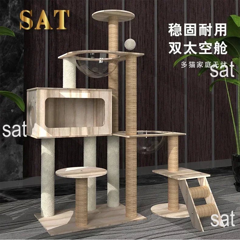 Four-Layer Wooden Cat Tree Tower ATHLEXES