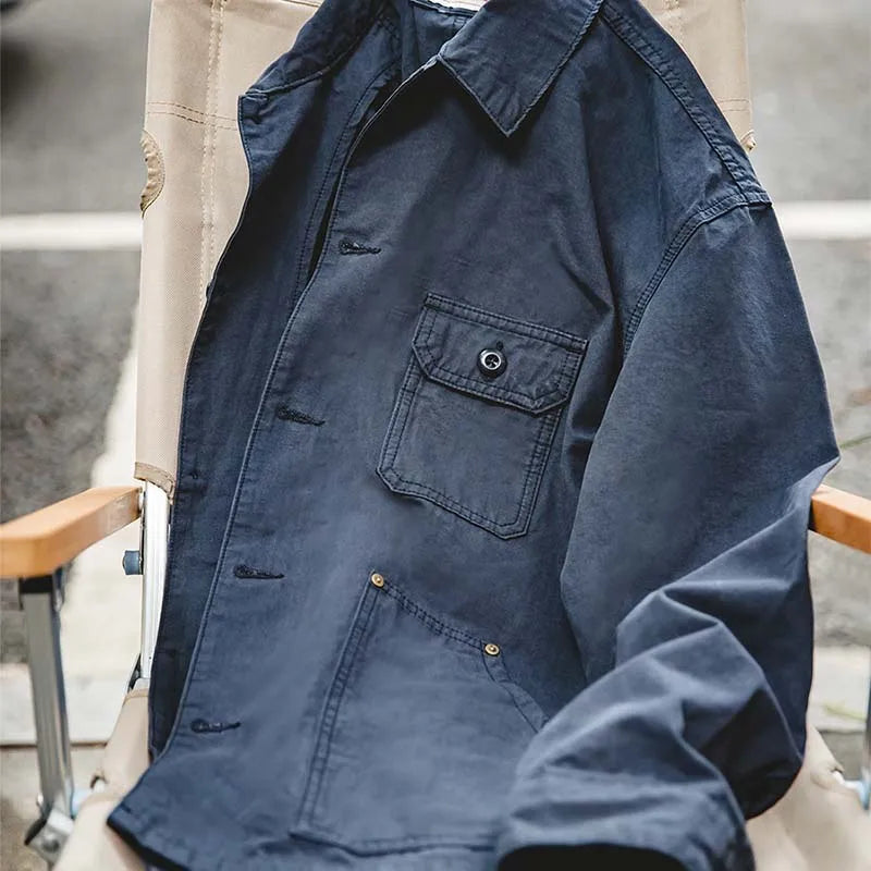 Maden Retro Multi-Pocket Navy Hunting Jacket for Men ATHLEXES