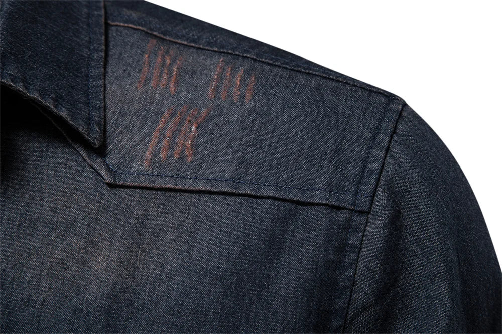 AIOPESON Men's Casual Cotton Denim Shirt ATHLEXES