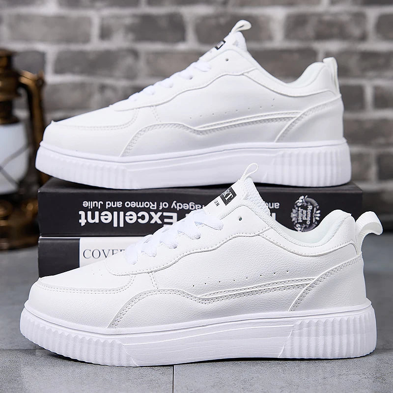 LuxeLite Breathable White Lace-Up Sneakers for Women ATHLEXES