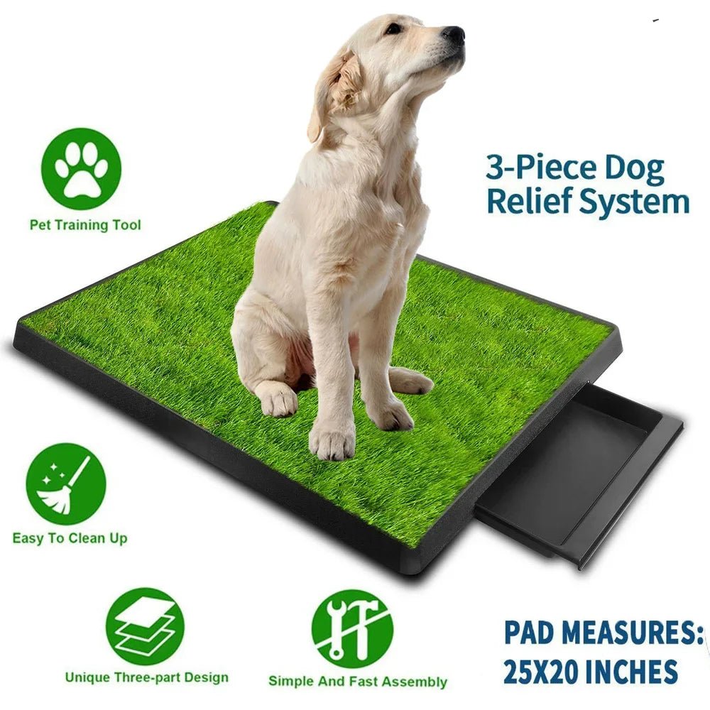 Pet Toilet Litter Box Pad, Potty Training, Synthetic Grass, Mesh Tray for Dogs, Indoor and Outdoor Use, 3 Layers ATHLEXES