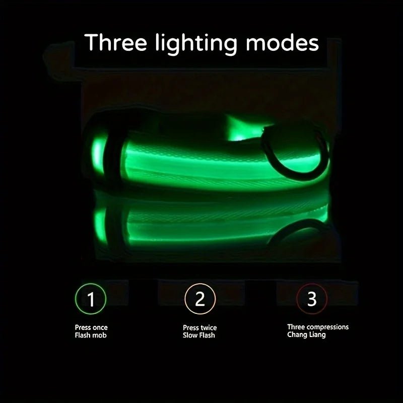 Nylon LED Night Safety Flashing Glow In The Dark Dog Leash Dogs Luminous Fluorescent Pet Dog Collar ATHLEXES