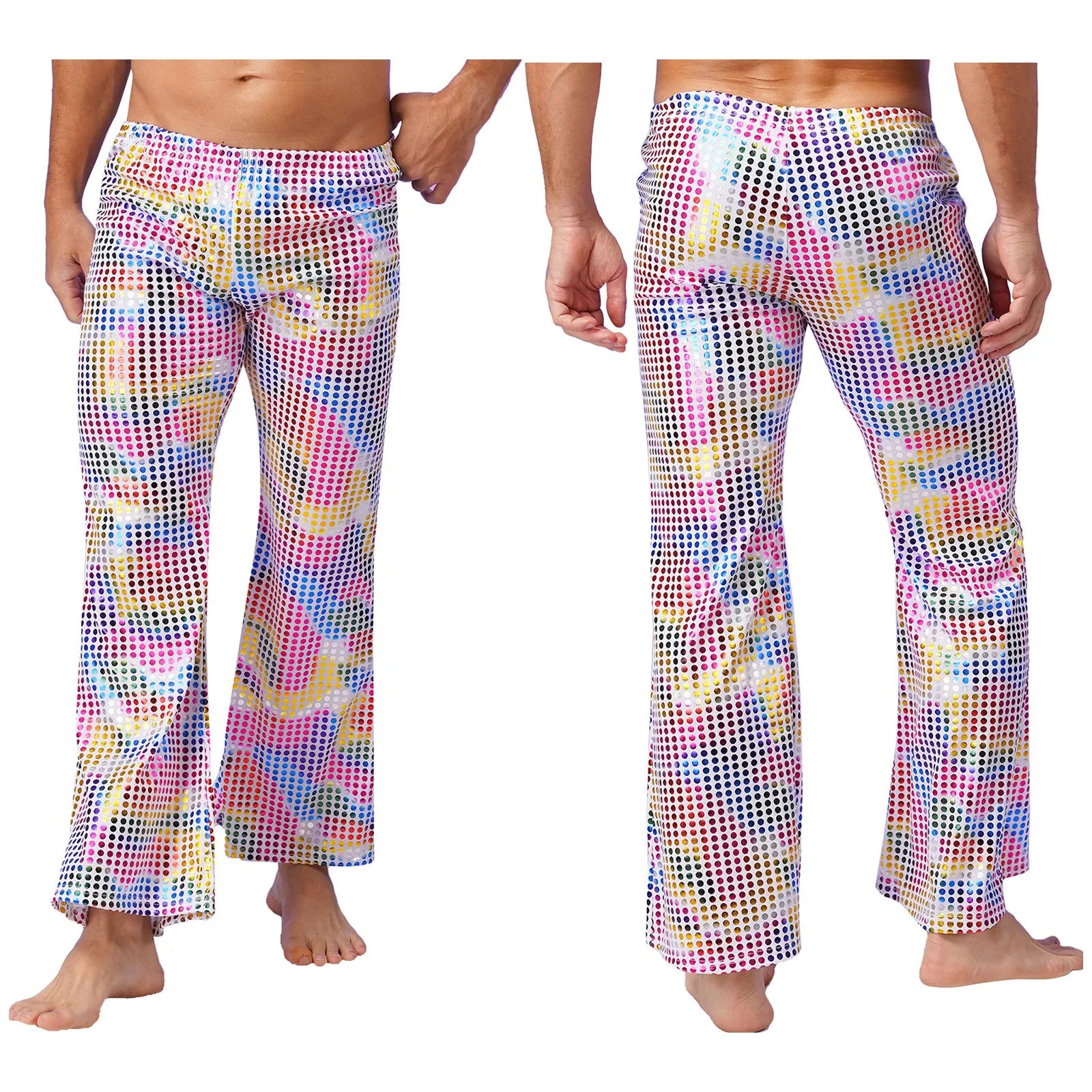 Shiny Sequins Disco Party Bell-Bottom Pants ATHLEXES