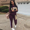 Chic Love Print High Neck Hoodie and Pants Set ATHLEXES