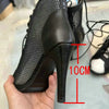 Hollow Mesh Peep Toe Stilettos: Summer High Heel Fashion ATHLEXES