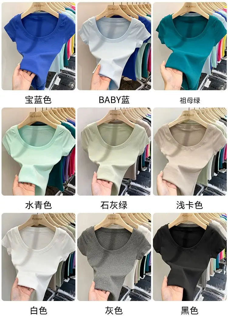 Cotton U-Neck Slimming Summer Tee for Women ATHLEXES