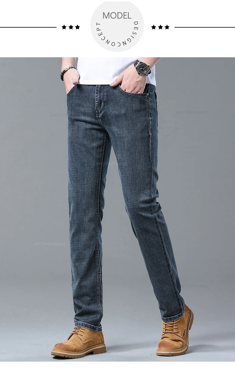 Light Blue Slim Fit Stretch Jeans for Men ATHLEXES