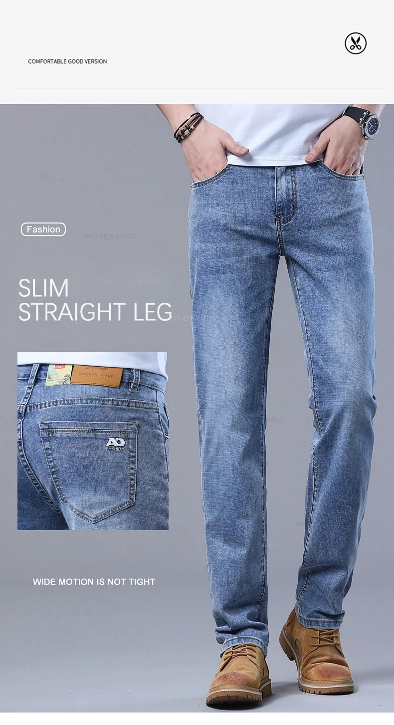 Light Blue Slim Fit Stretch Jeans for Men ATHLEXES
