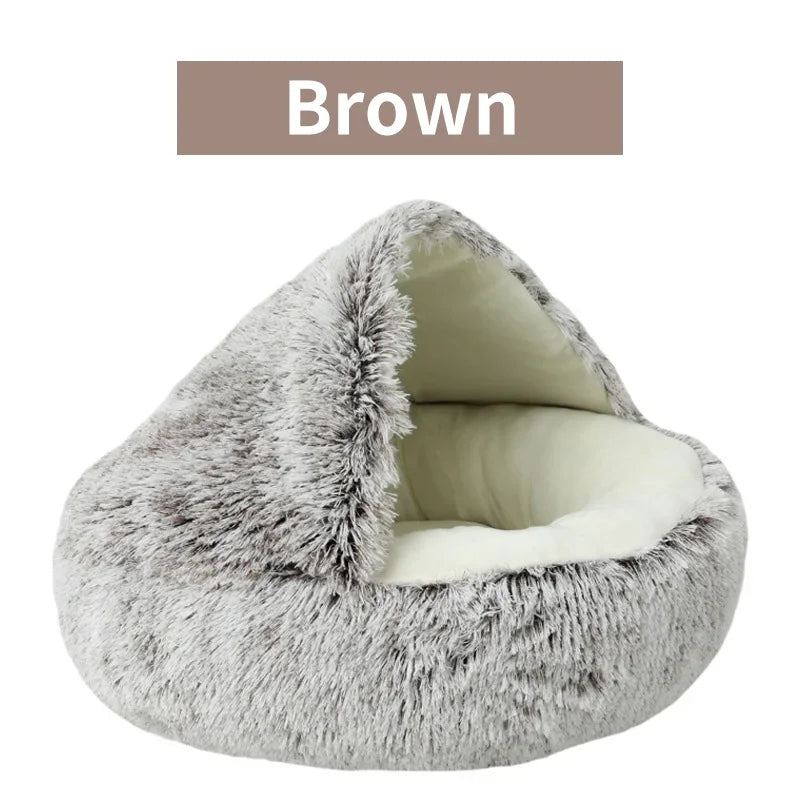 PurrNest Plush Cat Bed: Cozy 2-in-1 Winter Retreat ATHLEXES