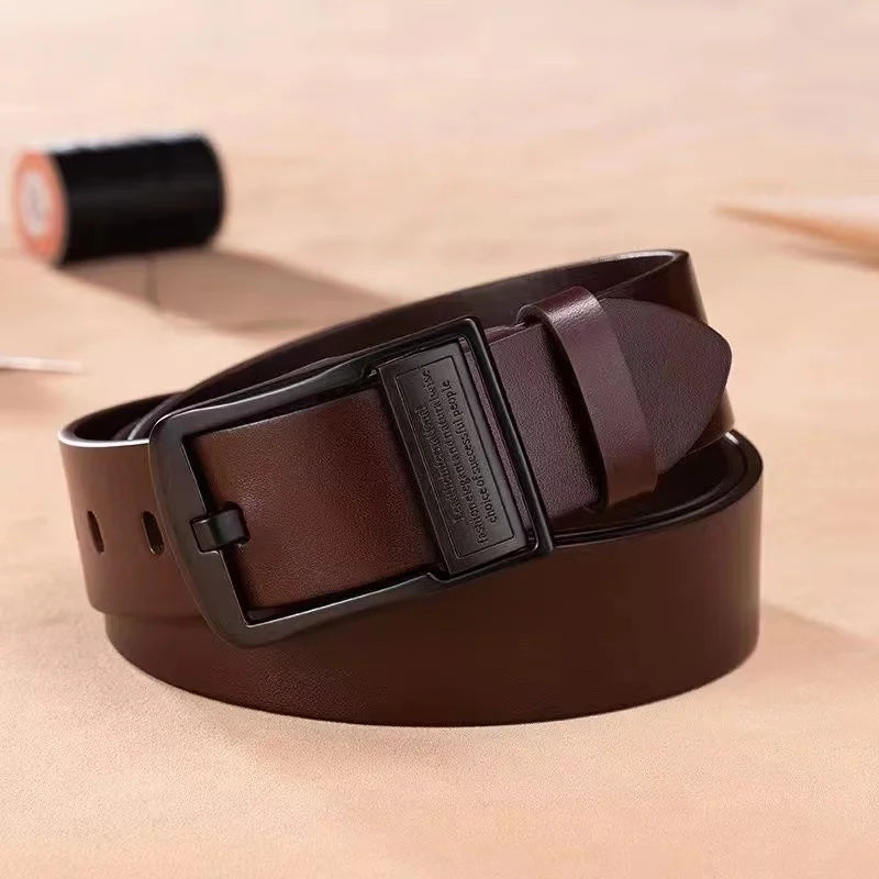 Luxury Cowhide Men's Belt with Metal Alloy Buckle ATHLEXES