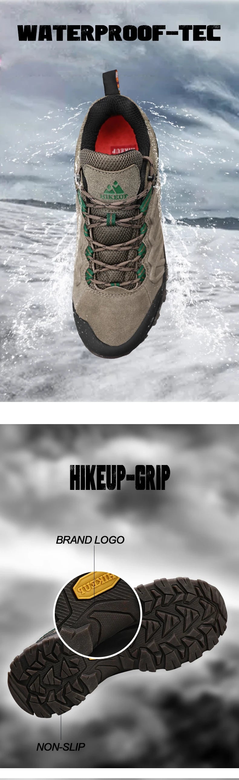 HIKEUP Premium Leather Hiking Shoes for Men - Durable Trekking Sneakers ATHLEXES