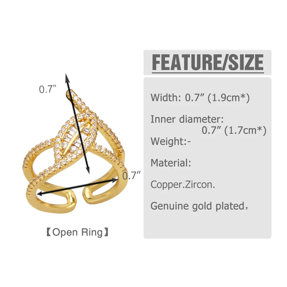 OCESRIO Mini Crystal Flower Open Ring in Gold Plated Copper ATHLEXES