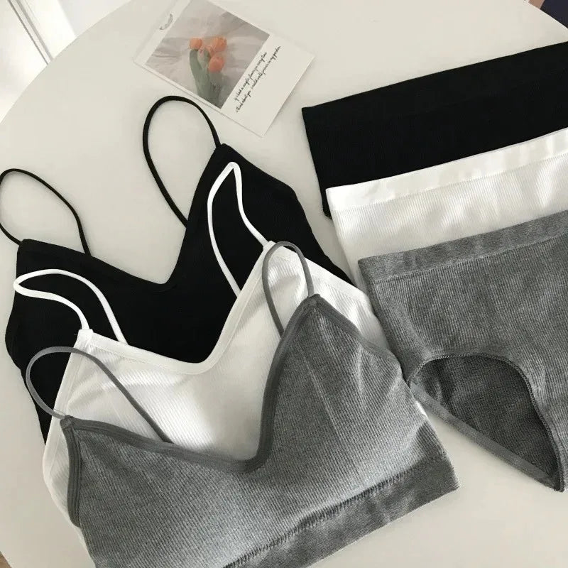 Women's Sports Bra Set Underwear Bra Korean Style Push Up No Steel Ring Bra High Elastic Panty Set ATHLEXES